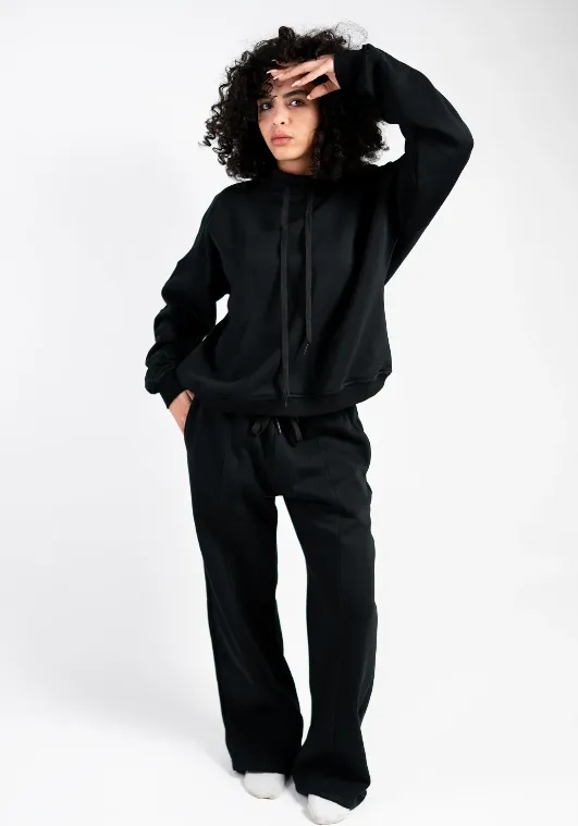 [0426Bs] Peony Comfort Hoodie Set (Black, S)